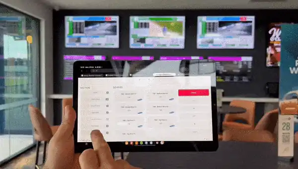 BerryBox controlling venue screens from a tablet