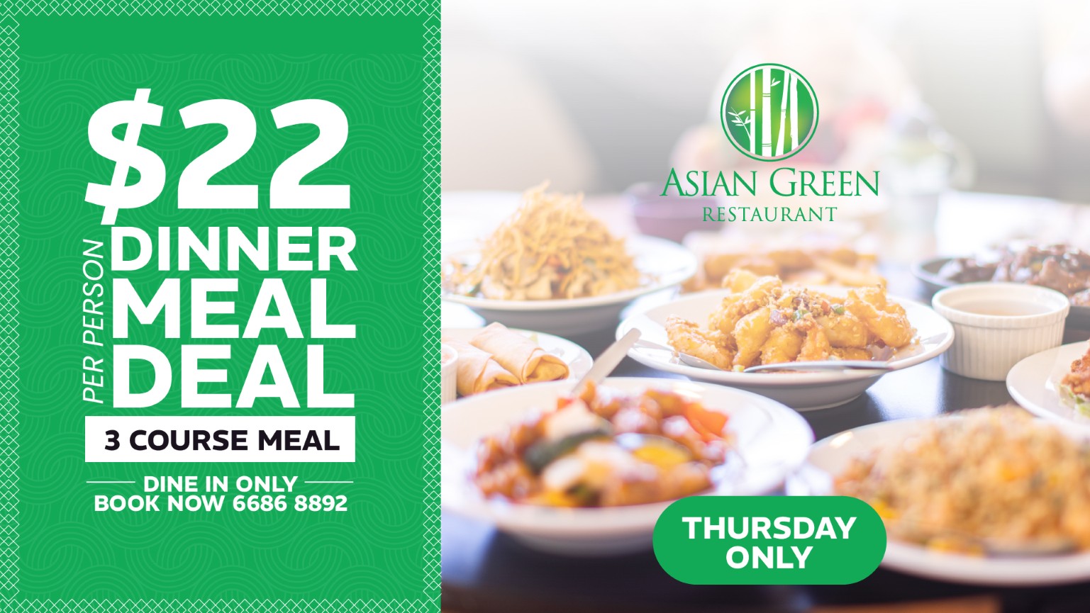 Asian Green Restaurant dinner deal for Ballina Golf