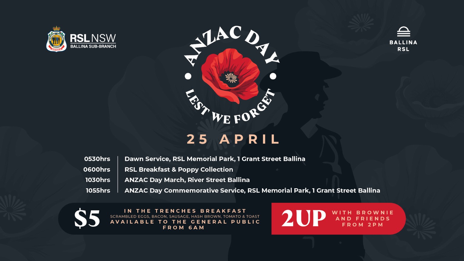 ANZAC Day schedule for Ballina RSL