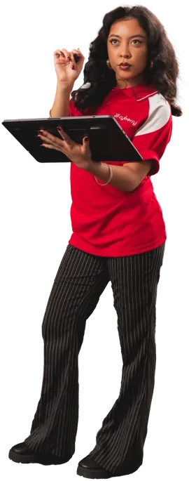 Elleia from the Cyberry marketing team, tablet in hand