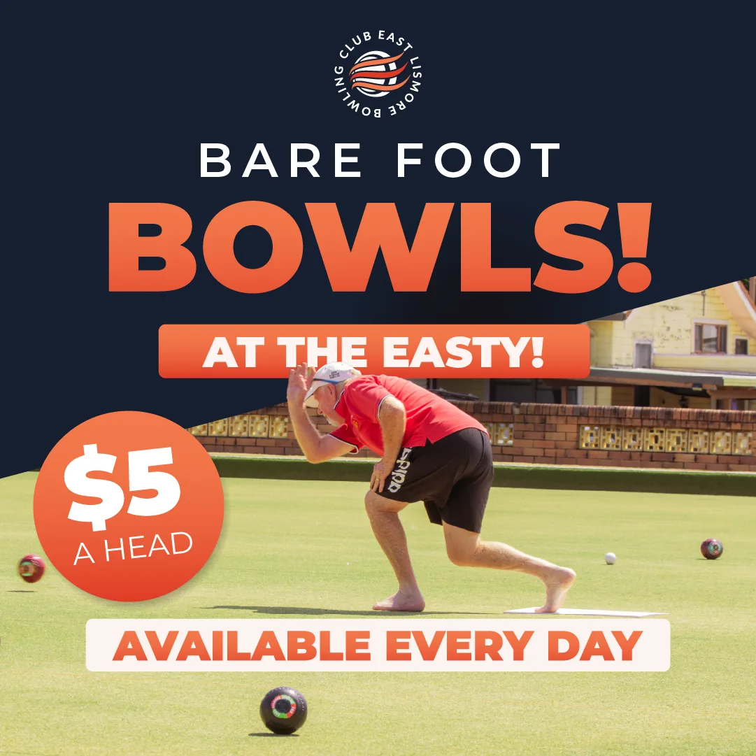 Barefoot Bowls at the Easty, five dollars a head