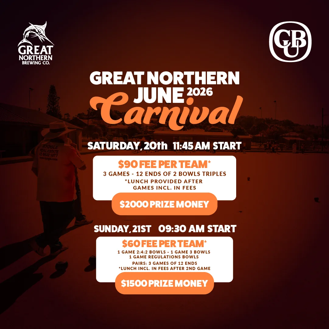 Great Northern June Carnival 2026 bowls event artwork
