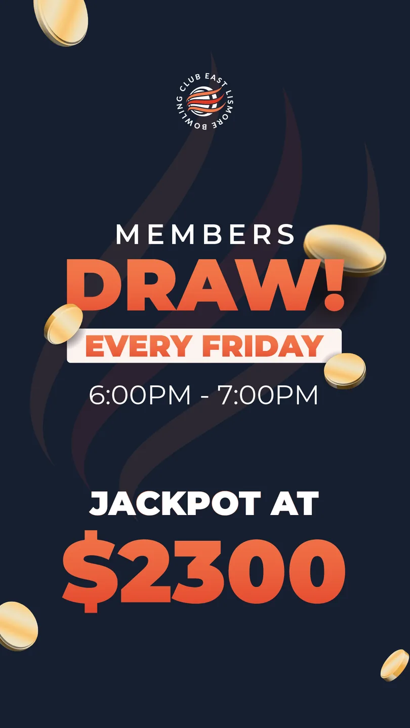 Friday Members Draw in-venue portrait screen artwork